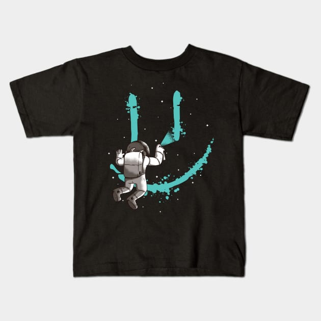 Happy Face Graffiti Astronaut Art Space Kids Kids T-Shirt by Upswipe.de